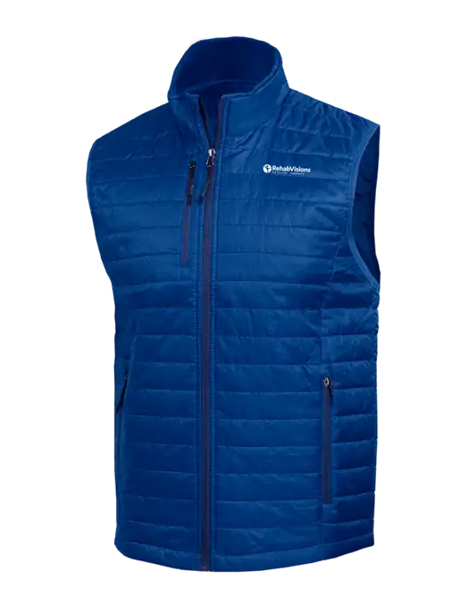 Packable Royal Puffy Vest w/RV Physical Therapy Logo