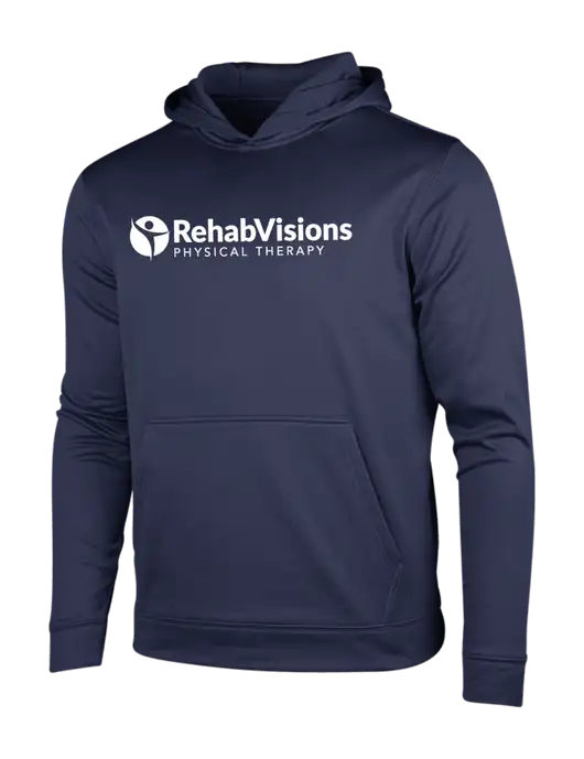 Navy Sport-Wick Fleece Hooded Pullover w/RV Physical Therapy Logo