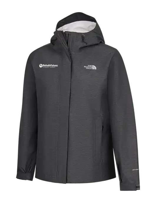 The North Face Womens Dark Grey Heather DryVent Rain Jacket w/RV Physical Therapy Logo