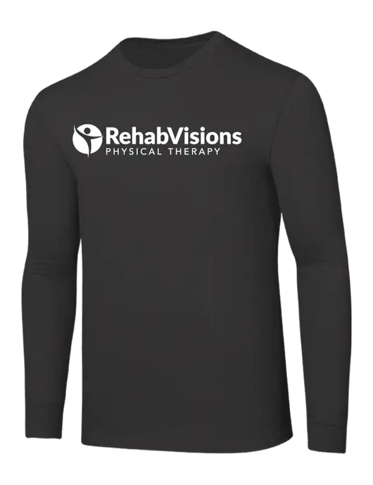 Core Blend Charcoal Grey Long Sleeve Tee w/RV Physical Therapy Logo