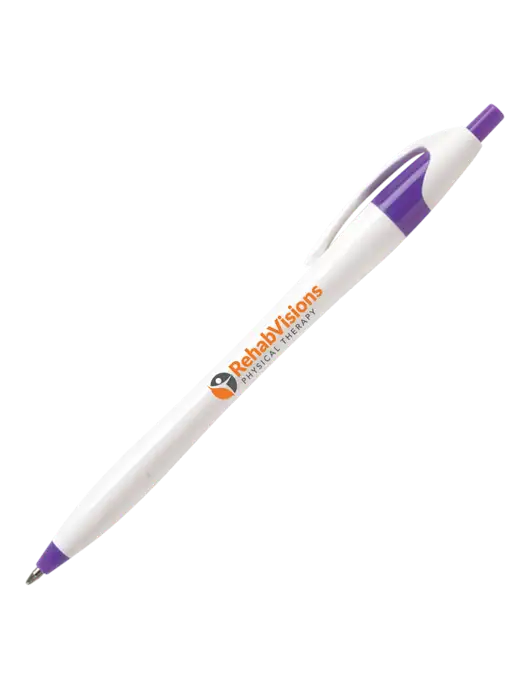 Novella Purple/White Splash Pen - Blue Ink w/RV Physical Therapy Logo