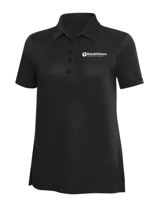 TravisMathew Black Solid Womens Oceanside Polo w/RV Physical Therapy Logo