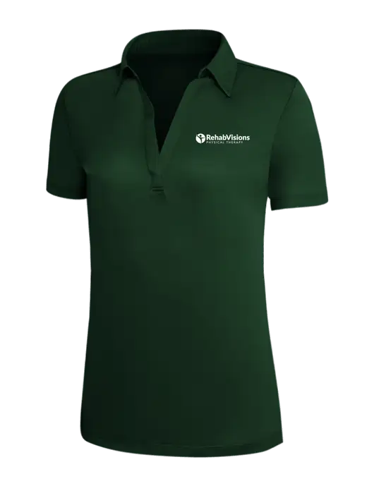Dark Green Silk Touch Womens Performance Polo w/RV Physical Therapy Logo