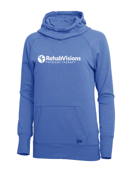 New Era Royal Heather Womens Tri-Blend Fleece Pullover Hoodie w/RV Physical Therapy Logo