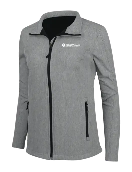 Medium Grey Heather Womens Core Soft Shell Jacket w/RV Physical Therapy Logo