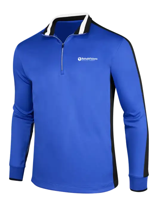 NIKE Game Royal/Black/White Dry-Fit 1/2 Zip Cover-Up w/RV Physical Therapy Logo