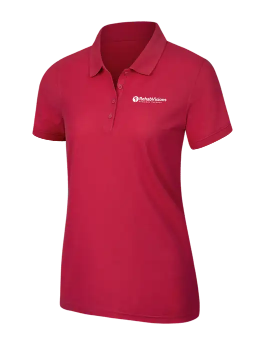 Red Womens Core Classic Pique Polo w/RV Physical Therapy Logo