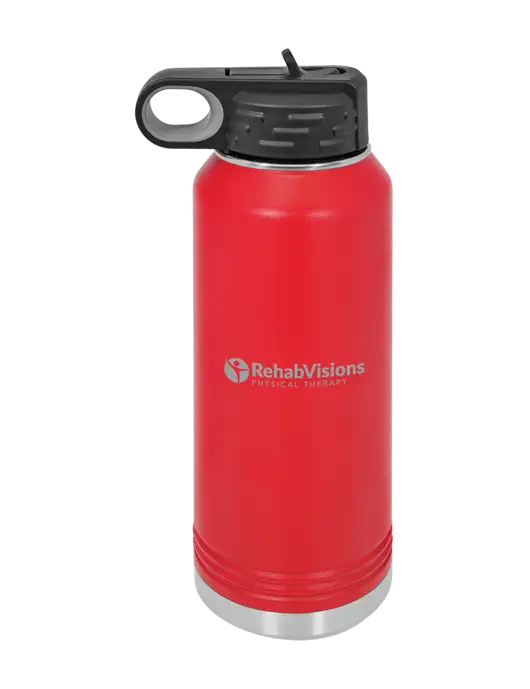 Polar Camel 32 oz Powder Coated Red Vacuum Insulated Water Bottle w/RV Physical Therapy Logo