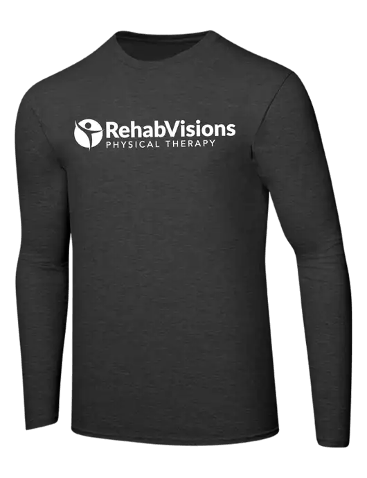 Ring Spun Dark Heather Grey 4.5 oz Long Sleeve T-Shirt w/RV Physical Therapy Logo