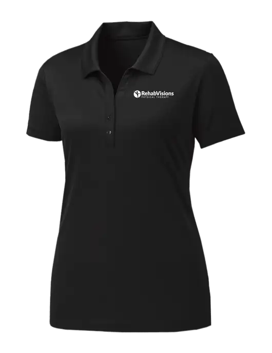 Womens Black PosiCharge Competitor Polo w/RV Physical Therapy Logo