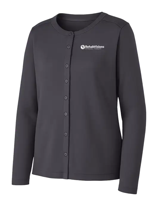 Grey Smoke Womens Concept Stretch Button-Front Cardigan Sweater w/RV Physical Therapy Logo