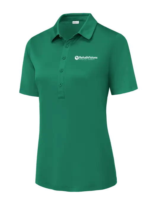Kelly Green Womens Posi-UV Pro Polo w/RV Physical Therapy Logo