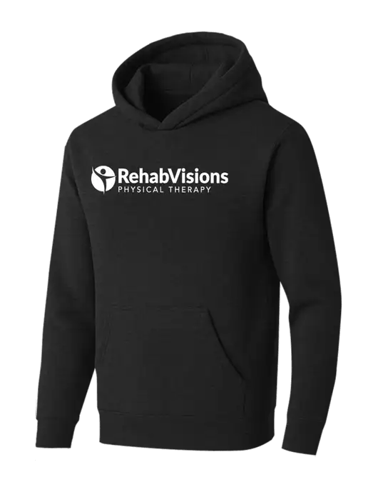 BELLA+CANVAS Black Heather Sponge Fleece Pullover Hoodie w/RV Physical Therapy Logo