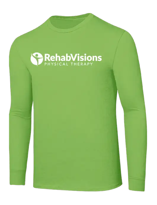 Core Blend Light Green Long Sleeve Tee w/RV Physical Therapy Logo