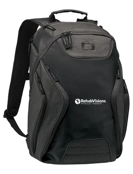 OGIO Black/Heather Grey Hatch Laptop Backpack
 w/RV Physical Therapy Logo