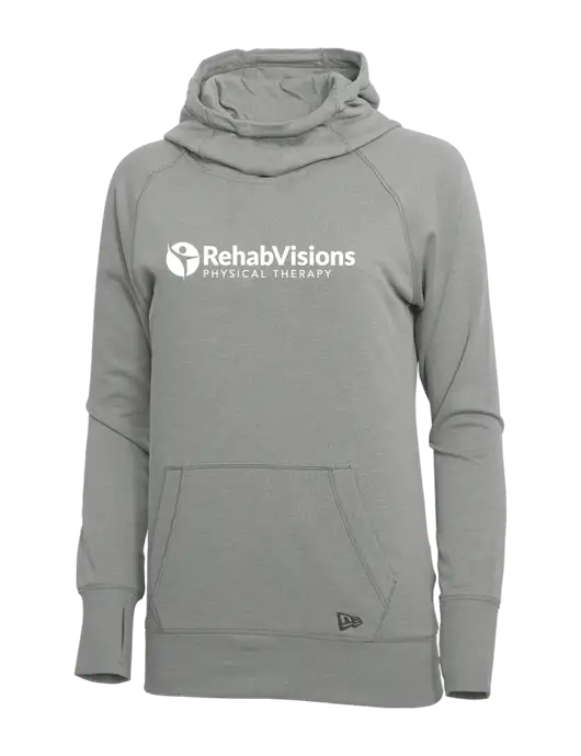 New Era Shadow Grey Heather Womens Tri-Blend Fleece Pullover Hoodie w/RV Physical Therapy Logo