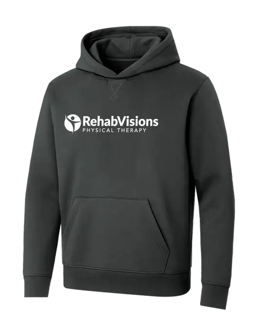 Allmade Charcoal Grey Organic French Terry Pullover Hoodie w/RV Physical Therapy Logo