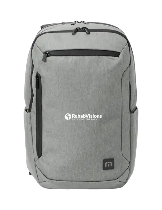 TravisMathew Light Grey Heather Duration Backpack w/RV Physical Therapy Logo