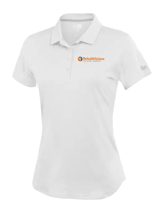 New Era Womens Power White Polo w/RV Physical Therapy Logo