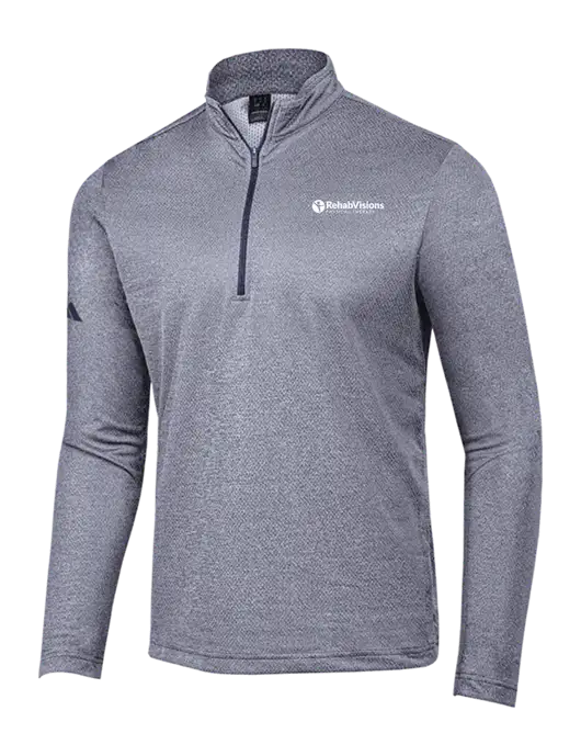 Adidas Navy Melange Space Dyed Quarter-Zip Pullover w/RV Physical Therapy Logo