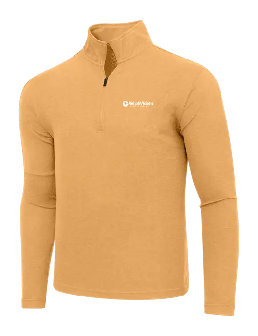 Adidas Light Orange Heather 3 Stripes Quarter Zip Sweater w/RV Physical Therapy Logo