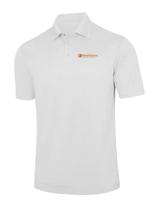 White Performance Fine Jacquard Polo w/RV Physical Therapy Logo