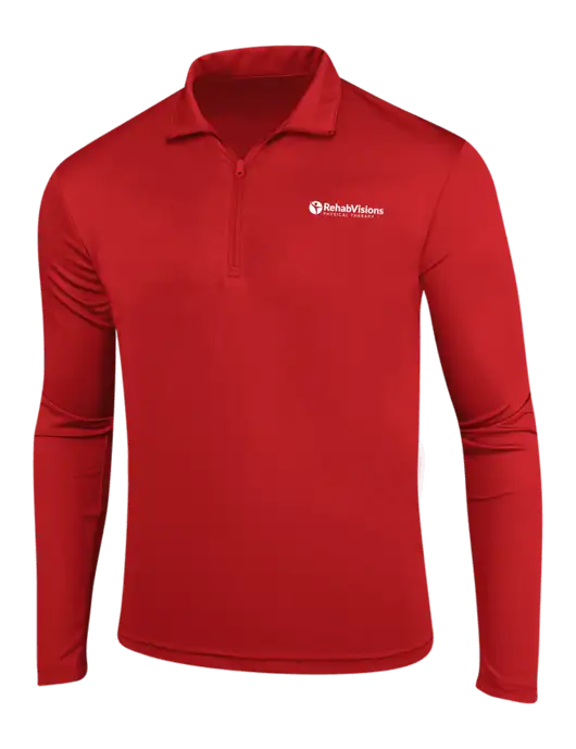 Red PosiCharge Competitor 1/4 Zip Pullover w/RV Physical Therapy Logo