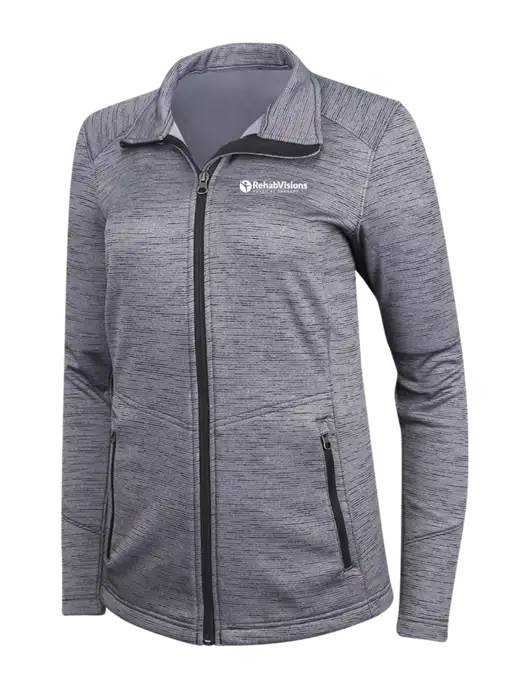 Medium Grey Womens Digi Stripe Fleece Jacket w/RV Physical Therapy Logo
