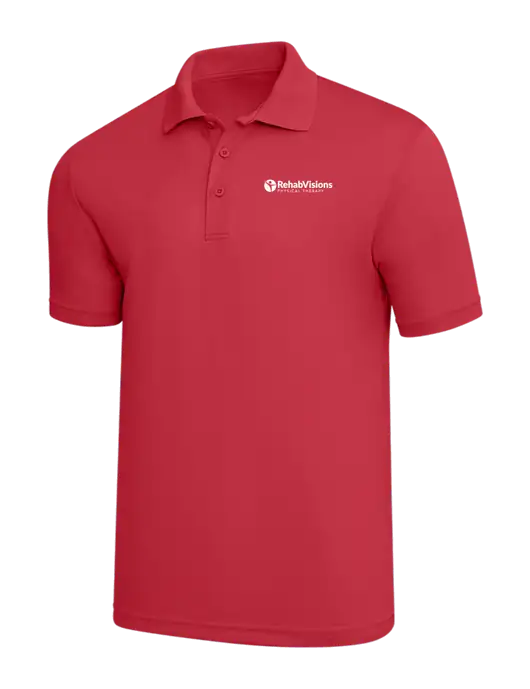 Red PosiCharge RacerMesh Polo w/RV Physical Therapy Logo