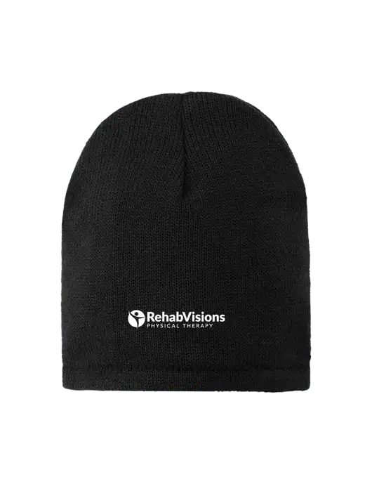 Black Fleece-Lined Beanie Cap w/RV Physical Therapy Logo