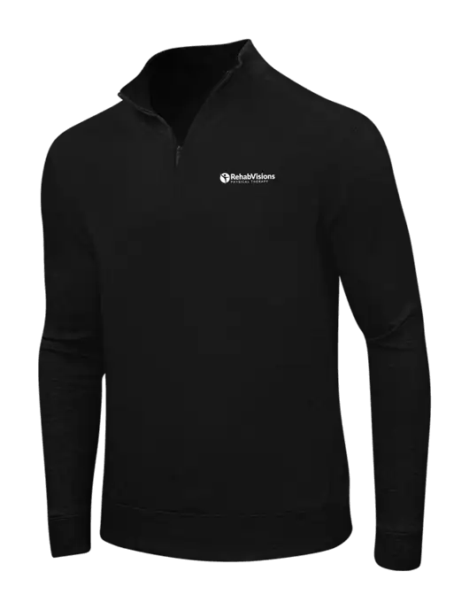 Deep Black/Charcoal Heather Interlock 1/4 Zip w/RV Physical Therapy Logo