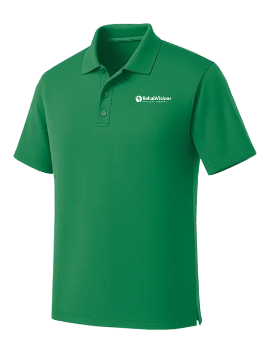 Kelly Green Dry Zone UV Micro Mesh Polo w/RV Physical Therapy Logo