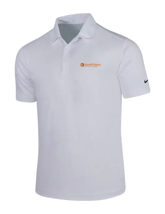 NIKE White Dri-Fit Vertical Mesh Polo w/RV Physical Therapy Logo