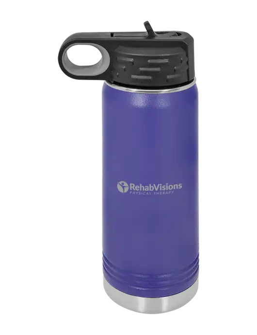 Polar Camel 20 oz Powder Coated Purple Vacuum Insulated Water Bottle w/RV Physical Therapy Logo