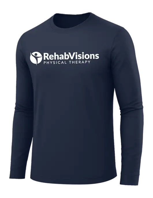 Long Sleeve Navy PosiCharge Competitor Tee w/RV Physical Therapy Logo
