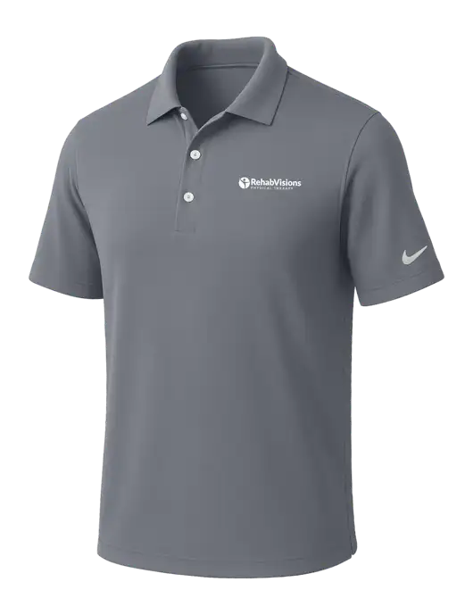 NIKE Medium Grey Dri-Fit Micro Pique Polo w/RV Physical Therapy Logo