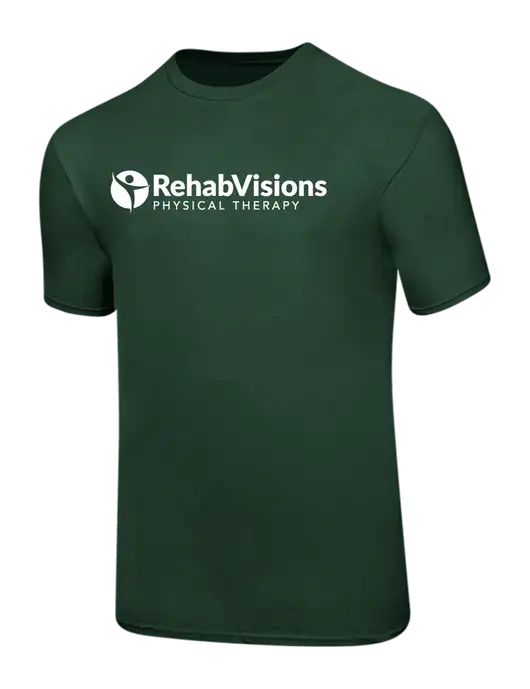 Ring Spun Forest Green 4.5 oz T-Shirt w/RV Physical Therapy Logo