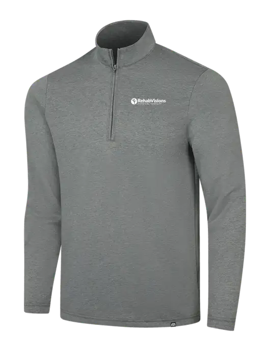 TravisMathew Dark Grey Heather Coveside ¼-Zip w/RV Physical Therapy Logo