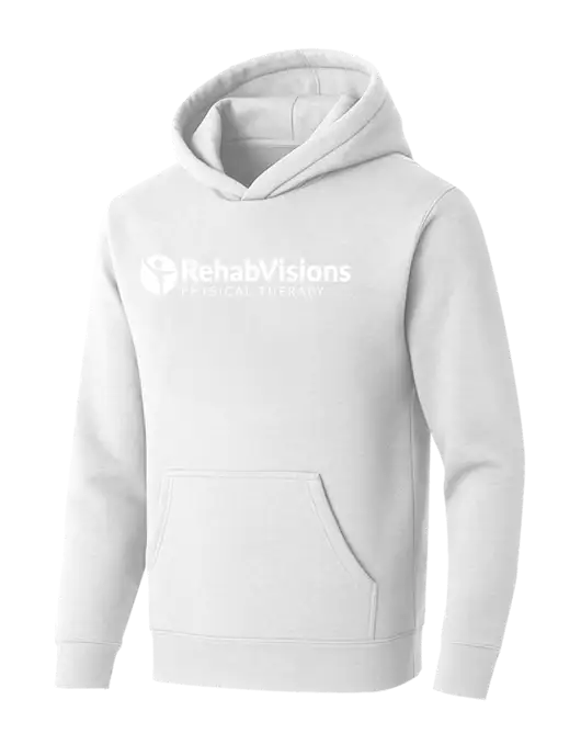 BELLA+CANVAS Heathered White Sponge Fleece Pullover Hoodie w/RV Physical Therapy Logo