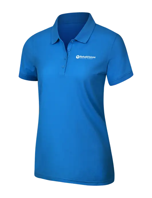 Light Royal Blue Womens Core Classic Pique Polo w/RV Physical Therapy Logo