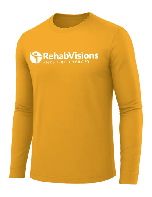 Long Sleeve Yellow Gold PosiCharge Competitor Tee w/RV Physical Therapy Logo