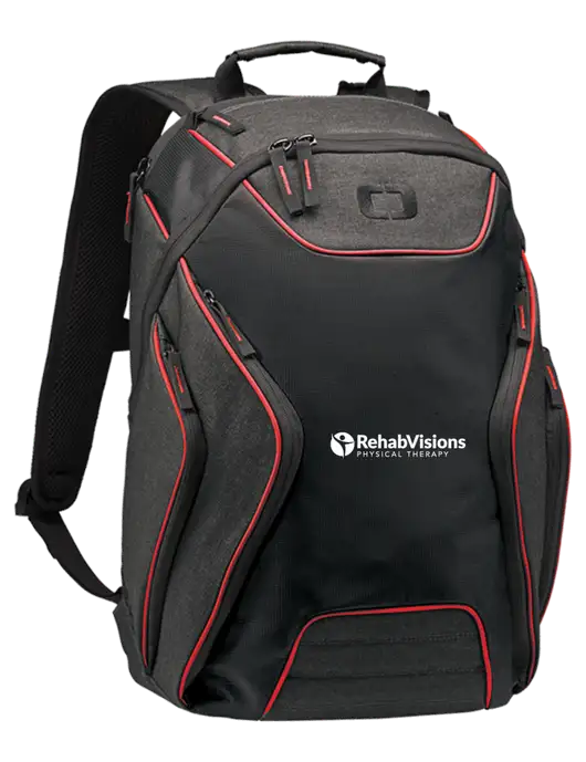 OGIO Red/Heather Grey Hatch Laptop Backpack
 w/RV Physical Therapy Logo