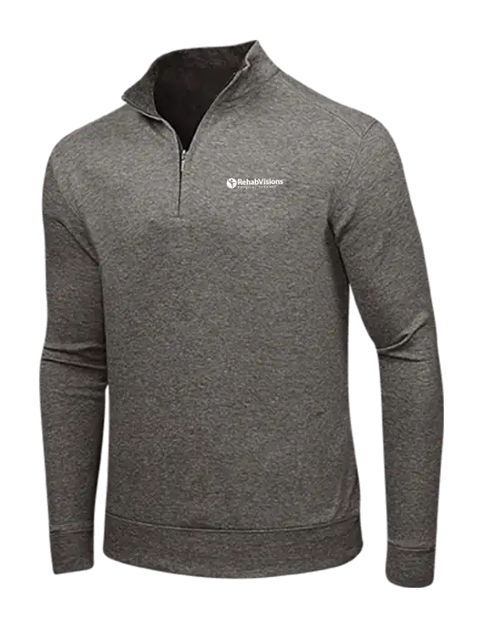 Charcoal Heather/Medium Heather Grey Interlock 1/4 Zip w/RV Physical Therapy Logo