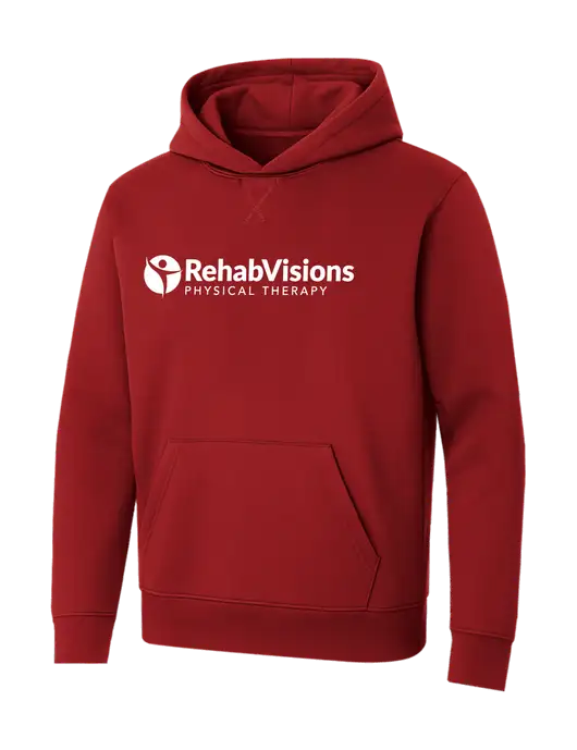 Allmade Revolution Red Organic French Terry Pullover Hoodie w/RV Physical Therapy Logo