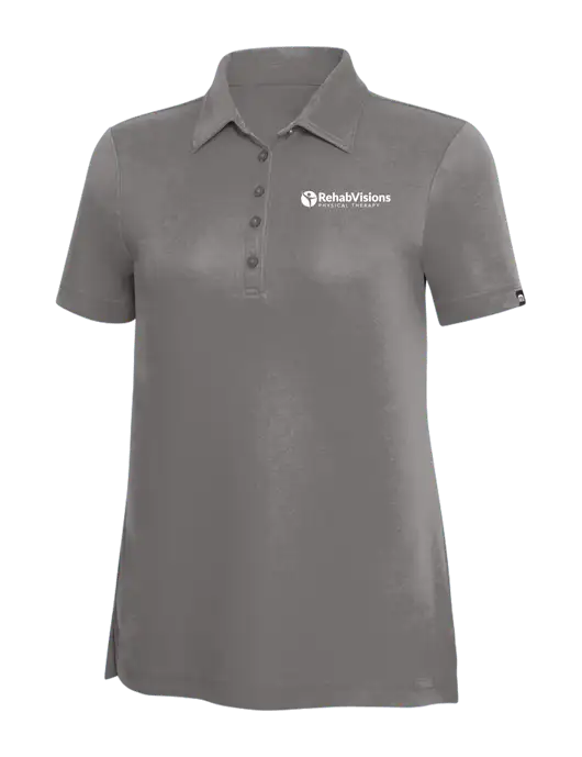 TravisMathew Grey Solid Womens Oceanside Polo w/RV Physical Therapy Logo