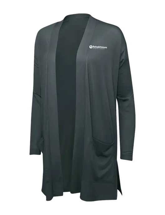 Smoke Grey Womens Concept Long Pocket Cardigan w/RV Physical Therapy Logo