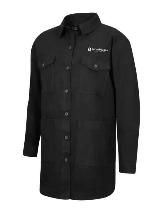 Mercer+Mettle Womens Black Long Sleeve Twill Overshirt w/RV Physical Therapy Logo