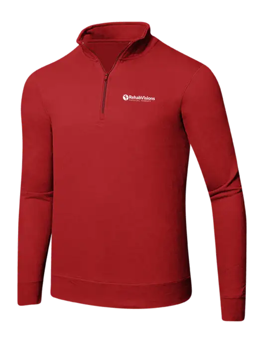 Bright Red 8.5 oz Ring Spun 1/4 Zip Pullover Sweatshirt w/RV Physical Therapy Logo