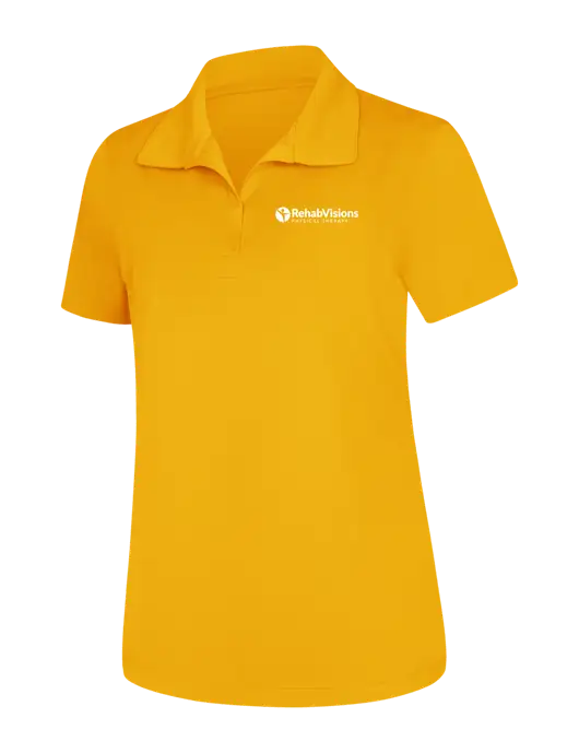 Womens Yellow Gold Micropique Sport-Wick Polo
 w/RV Physical Therapy Logo