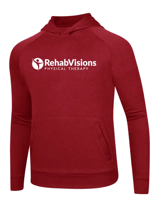 Tech True Red Fleece Hooded Sweatshirt w/RV Physical Therapy Logo